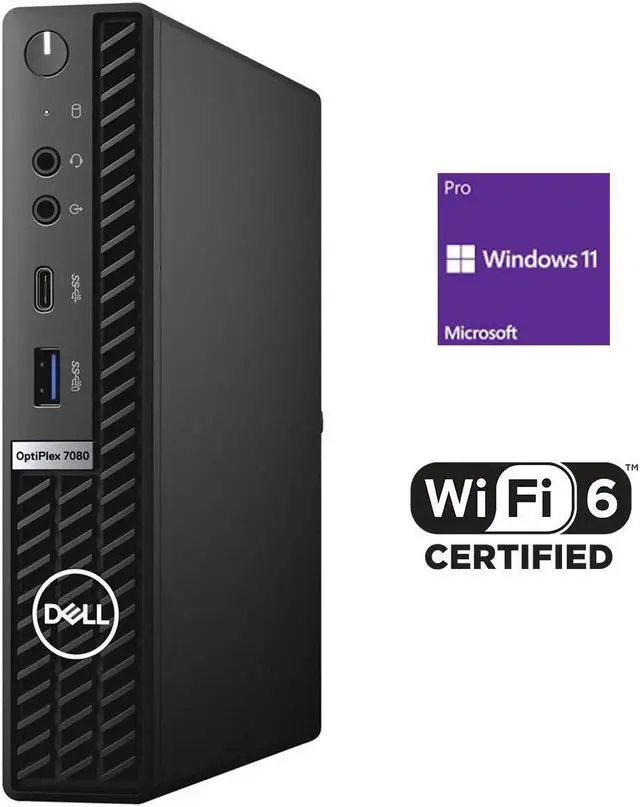 Alt view image 2 of 5 - Dell OptiPlex 7080 Micro Form Factor Mini Business Desktop, Intel Core i5-10500T Processor, 16GB RAM, 1TB SSD, DisplayPort, RJ45, Wi-Fi 6, Windows 11 Pro, Black