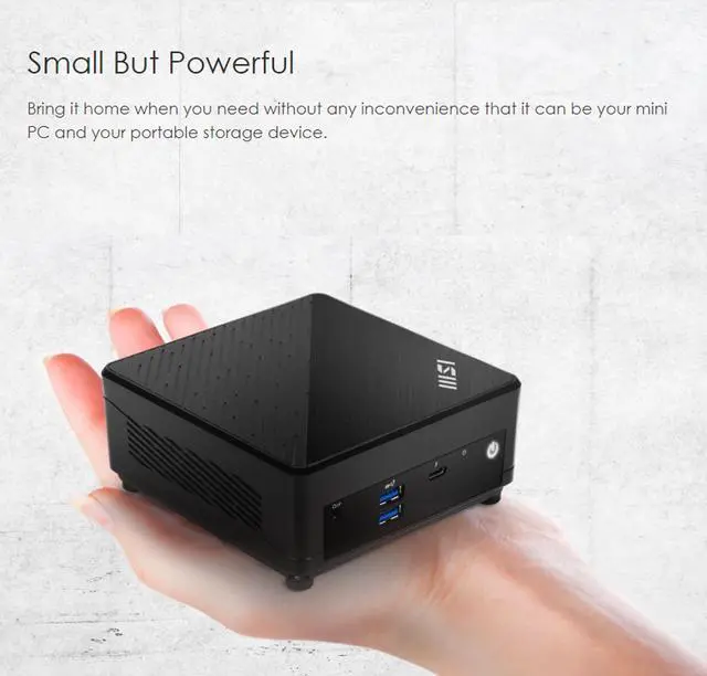 Alt view image 2 of 6 - MSI Cubi B0A8 Micro Form Factor Business Desktop, 12th Gen Intel i5-1235U Processor, 16GB RAM, 512GB SSD, Wi-Fi 6, HDMI, Display Port, RJ-45, VESA Mount, Windows 11 Pro, Black