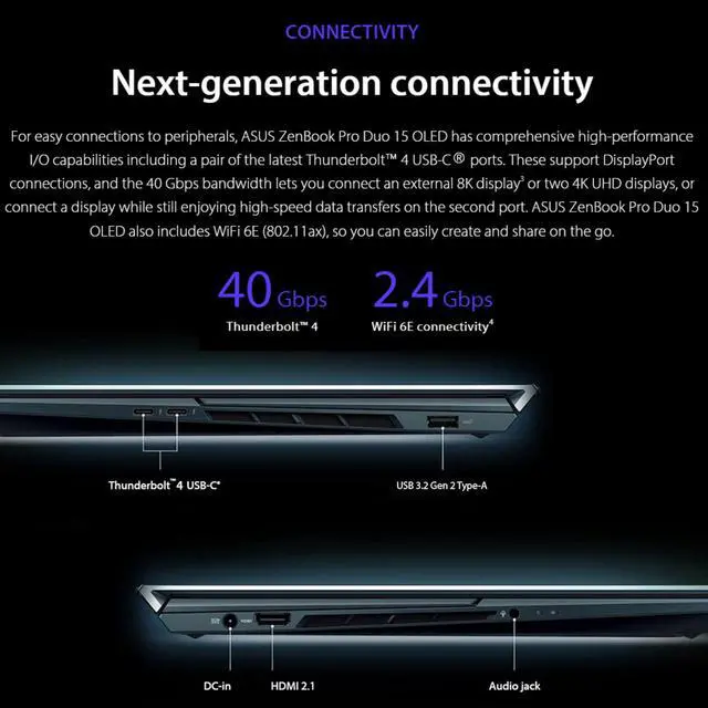 Alt view image 5 of 6 - ASUS ZenBook Pro Duo 15 OLED 15.6" 4K UHD Touch, Intel Core i9-12900H, RTX 3070 Ti, 32GB RAM, 2TB PCIe SSD, Windows 11 Pro, Blue