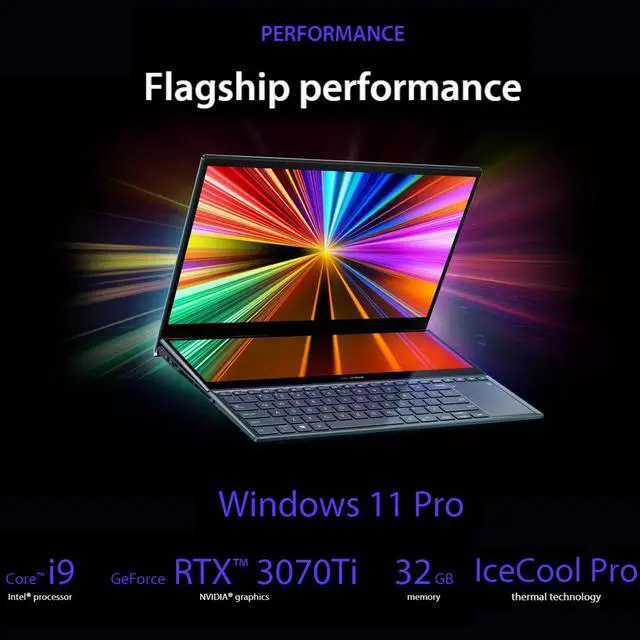 Alt view image 3 of 6 - ASUS ZenBook Pro Duo 15 OLED 15.6" 4K UHD Touch, Intel Core i9-12900H, RTX 3070 Ti, 32GB RAM, 2TB PCIe SSD, Windows 11 Pro, Blue