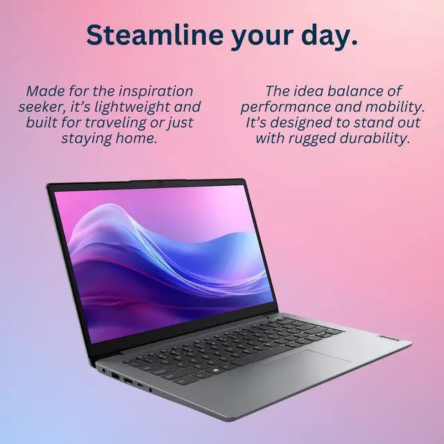 Alt view image 4 of 6 - Lenovo IdeaPad 1 Laptop, 14" HD Screen, Intel Celeron N4020, 4GB RAM, 128GB eMMC, Webcam, Wi-Fi 6, Windwos 11 Home, Grey