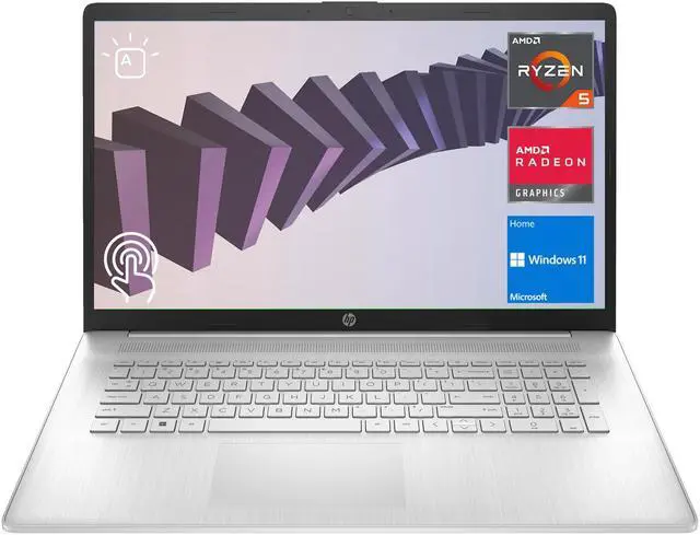 Main image of HP 2023 Newest 17 Laptop, 17.3" HD+ Touchscreen Display, AMD Ryzen 5 7530U Processor (Beats i7-1165G7), 16GB RAM, 2TB SSD, Wi-Fi 6, Backlit KB, Webcam, HDMI, Windows 11 Home, Silver, KKE Accessories