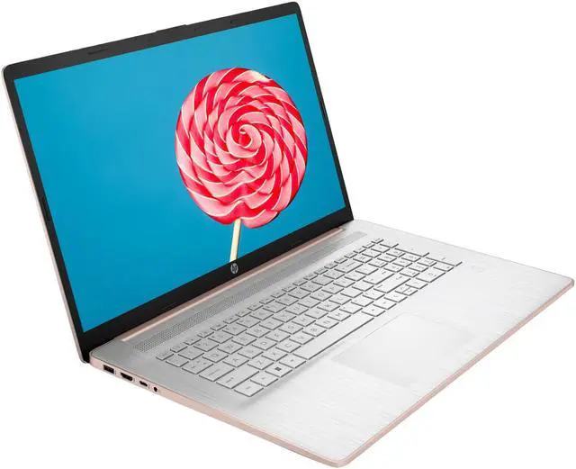 Alt view image 2 of 5 - HP Essential 17t Buisness Laptop, 17.3" HD+ Touchscreen, Intel Core i7-1355U, 64GB RAM, 1TB SSD, Webcam, HDMI, Backlit Keyboard, Fingerprint Reader, Wi-Fi 6, Windows 11 Pro, Pale Rose Gold