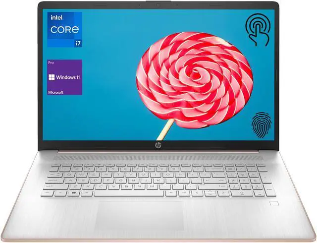 Main image of HP Essential 17t Buisness Laptop, 17.3" HD+ Touchscreen, Intel Core i7-1355U, 64GB RAM, 1TB SSD, Webcam, HDMI, Backlit Keyboard, Fingerprint Reader, Wi-Fi 6, Windows 11 Pro, Pale Rose Gold