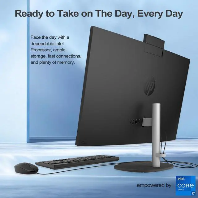 Alt view image 5 of 7 - HP Essential All-in-One Desktop, 27" FHD Touchscreen, Intel Core i7-1355U, 64GB RAM, 2TB PCIe SSD, Wi-Fi 6, Wired Keyboard & Mouse, Windows 11 Pro, Black