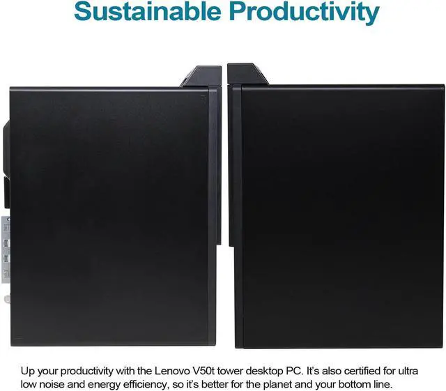 Alt view image 4 of 4 - LENOVO V50t Business Tower Desktop, Intel Core i5-10400, 16GB RAM, 1TB SSD, DVD-RW, Wired Keyboard & Mouse, HDMI, RJ-45, VGA, Wi-Fi, Windows 11 Pro, Black