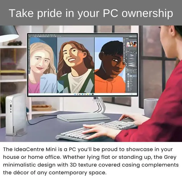 Alt view image 4 of 6 - Lenovo IdeaCentre Newest Mini Desktop, 13th Gen Intel i5-13500H, 32GB RAM, 2TB PCIe M.2 SSD, RJ-45, HDMI, Wi-Fi 6, Bluetooth, Windows 11 Home, Grey