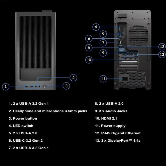 Alt view image 6 of 7 - LENOVO Legion T5 Gaming Desktop, Intel Core i7-13700F, GeForce RTX 4070, 32GB DDR5 RAM, 2TB SSD, Wired KB & Mouse, DP Port, HDMI, RJ45, Wi-Fi 6, Windows 11 Pro