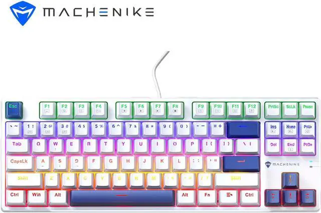 Main image of Machenike K500B 75% Mechanical Keyboard, 87 Keys TKL Compact Gaming Wired Keyboard, Hot Swappable Clicky Blue Switch, Dynamic RGB Backlit, PBT Keycaps, White/Blue