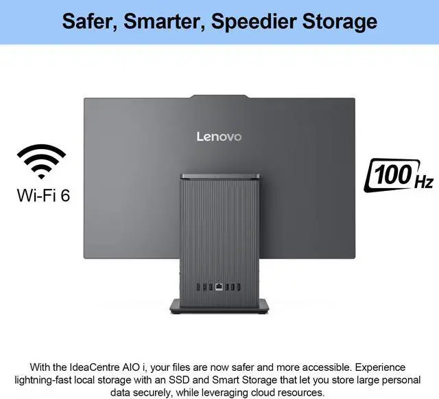 Alt view image 4 of 7 - Lenovo IdeaCentre I Business All-in-One, 27" FHD Touchscreen 100Hz, Intel Core i5-13420H, 16GB DDR5 RAM, 512GB SSD, HDMI, Webcam, Wireless Keyboard & Mouse, Wi-Fi 6, Windows 11 Pro, Grey