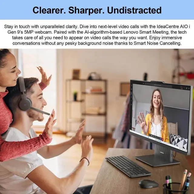 Alt view image 6 of 7 - Lenovo IdeaCentre I Business All-in-One, 27" FHD Touchscreen 100Hz, Intel Core i5-13420H, 16GB DDR5 RAM, 512GB SSD, HDMI, Webcam, Wireless Keyboard & Mouse, Wi-Fi 6, Windows 11 Pro, Grey