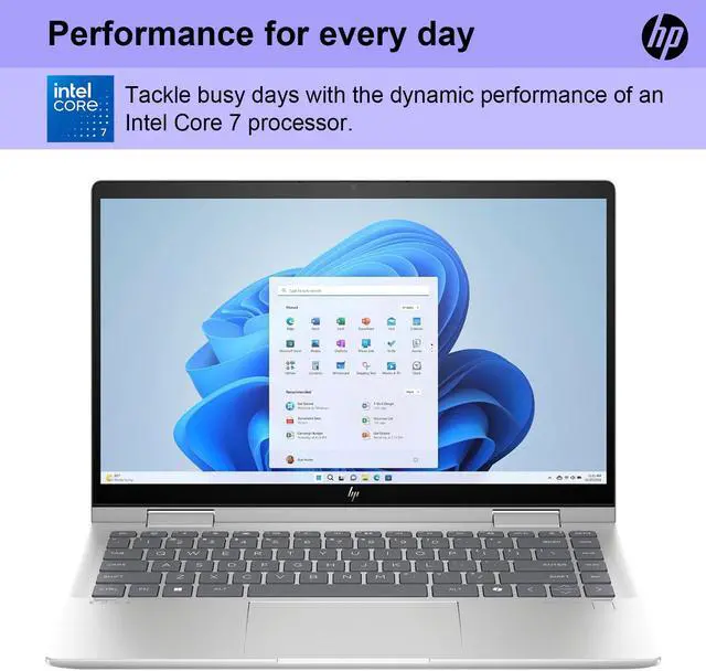 Alt view image 2 of 6 - HP Envy x360 14-es1023dx Daily 2-in-1 Laptop, 14" FHD 1920*1080 Touchscreen 60Hz, Intel Core 7 150U, Intel Integrated Graphics, 16GB RAM, 2TB PCIe M.2 SSD, Wi-Fi 6,  Windows 11 Pro, Silver