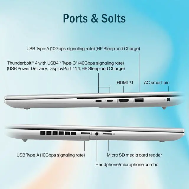 Alt view image 6 of 7 - HP Envy 16-h1053dx Daily Traditional Laptop, 16" WQXGA 2560*1600 Touchscreen 120Hz, Core i7-13700H, GeForce RTX 4060, 64GB DDR5 RAM, 4TB PCIe M.2 SSD, Wi-Fi 6, Windows 11 Home, Silver