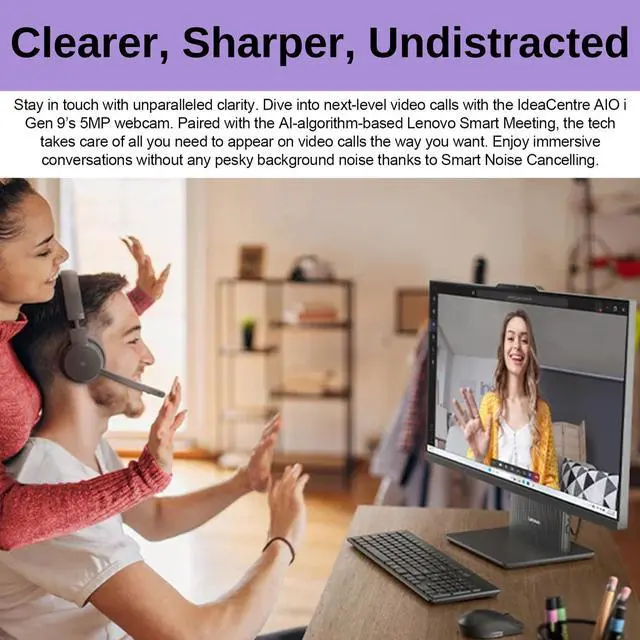 Alt view image 4 of 6 - Lenovo IdeaCentre I Gen 9 All-in-One, 23.8" FHD 100Hz Touchscreen, Intel Core i5-13420H, 8GB DDR5 RAM, 256GB PCIe SSD, Wireless KB & Mouse, HDMI, RJ-45, Wi-Fi 6, Webcam, Win 11 Home, Grey