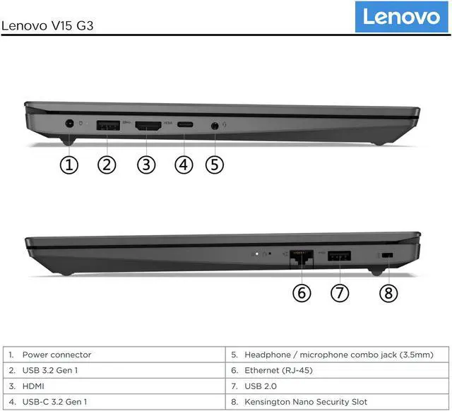 Alt view image 4 of 6 - Lenovo V15 Gen 3 Business Laptop, 15.6" FHD Display, Intel Core i5-1235U, 8GB RAM, 512GB SSD, Webcam, HDMI, RJ-45, Wi-Fi, Windows 11 Home, Black