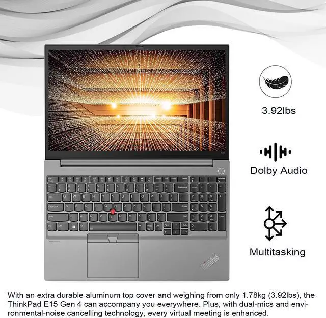 Alt view image 4 of 6 - Lenovo ThinkPad E15 Gen 4 Business Laptop, 15.6" FHD Touchscreen, i7-1255U, 40GB RAM, 1TB SSD, Wi-Fi 6, HDMI, Thunderbolt 4, Webcam, 1 Yr Warranty, Windows 11 Pro, Grey