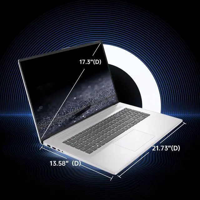 Alt view image 3 of 6 - HP 17.3" HD+ Touchscreen Portable Laptop, Intel Pentium Silver N5030, 16GB RAM, 1TB SSD, Webcam, HDMI, Numeric Keypad, Wi-Fi, Windows 11 Home, Silver