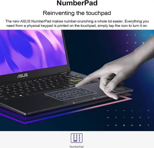Alt view image 4 of 5 - ASUS E410 Laptop, 14" FHD 1920x1080 Non-touch 60Hz, Intel Celeron N4500, Intel UHD Graphics, 4GB RAM, 64GB Storage, Wi-Fi, Windows 11 Home, Blue