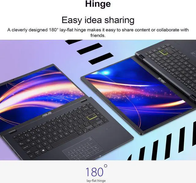 Alt view image 3 of 5 - ASUS E410 Laptop, 14" FHD 1920x1080 Non-touch 60Hz, Intel Celeron N4500, Intel UHD Graphics, 4GB RAM, 64GB Storage, Wi-Fi, Windows 11 Home, Blue