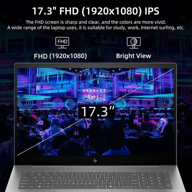 Alt view image 2 of 6 - HP Envy Daily Business Laptop, 17.3" FHD Touchscreen, Intel Core Ultra 7 155H, 64GB DDR5 RAM, 2TB SSD, HDMI, Backlit Keyboard, Wi-Fi 7, Windows 11 Pro, Grey