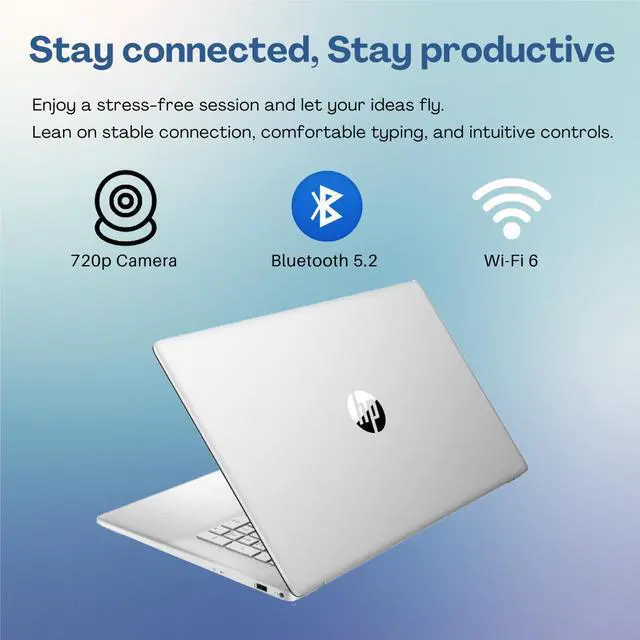 Alt view image 3 of 5 - HP Business Professional Laptop, 17.3" HD+ Touchscreen, Intel Core i5-1334U, 32GB RAM, 1TB SSD, Webcam, HDMI, FP Reader, Backlit KB, Wi-Fi 6, Windows 11 Pro, Silver