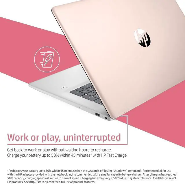Alt view image 3 of 5 - HP Essential Daily Traditional Laptop, 17.3" FHD Display, Intel Core i7-1355U, 16GB RAM, 512GB SSD, Backlit KB, HDMI, FP Reader, Wi-Fi 6, Windows 11 Pro, Rose