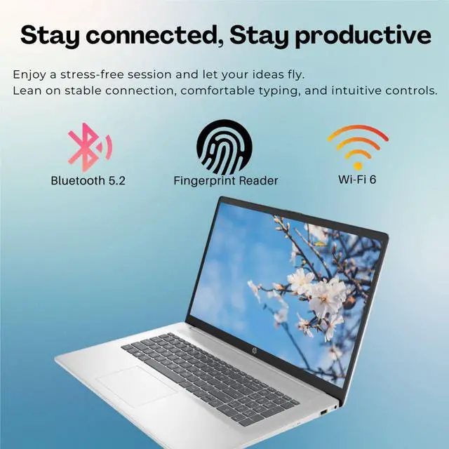 Alt view image 4 of 6 - HP Newest 17.3" FHD Laptop, Intel Core i5-1334U, Intel Iris Xe Graphics, 16GB RAM, 2TB PCIe SSD, Fingerprint Reader, Backlit KB, Webcam, Wi-Fi 6, HDMI, Windows 11 Home, Silver