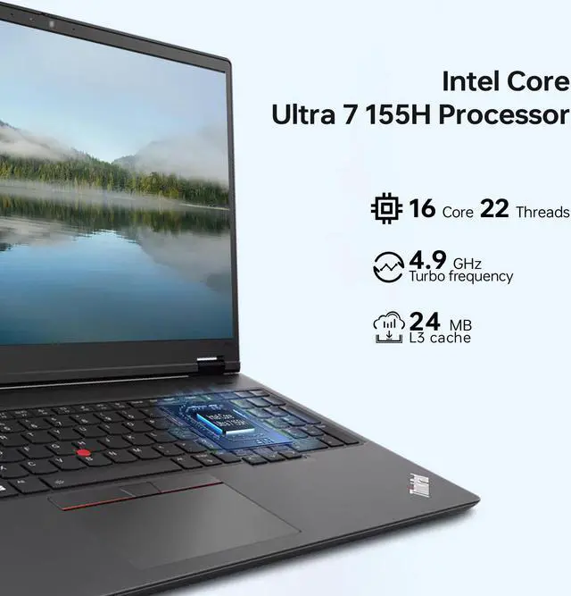 Alt view image 3 of 6 - Lenovo ThinkPad P16v Gen 2 Premium Mobile Workstation, 16" FHD+ Screen, Intel Core Ultra 7 155H, 64GB DDR5 RAM, 2GB SSD, Wi-Fi 6, Backlit Keyboard, Fingerprint Reader, Windows 11 Pro