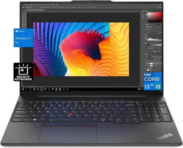 Alt view image 5 of 6 - Lenovo Newest ThinkPad E16 Gen 1 16" Business Laptop, 13th Gen Core i5-13420H (Beat Ryzen 5 7530U), 24GB RAM, 1TB SSD, Backlit Keyboard, Wi-Fi 6, Windows 11 Pro, Black