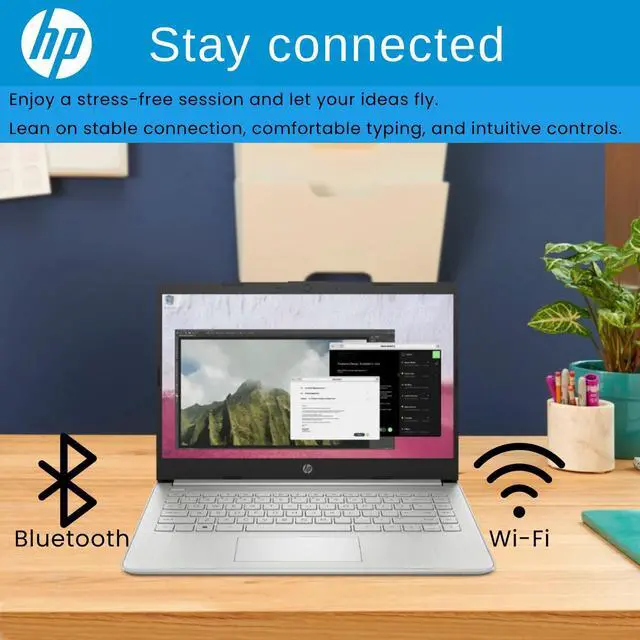 Alt view image 5 of 5 - HP Laptop, 14" HD Display, Intel Quad-Core Processor, 4GB RAM, 128GB Storage, SD Card Reader, 1 Year Microsoft 365, Webcam, Wi-Fi, Windows 11 Home, Silver