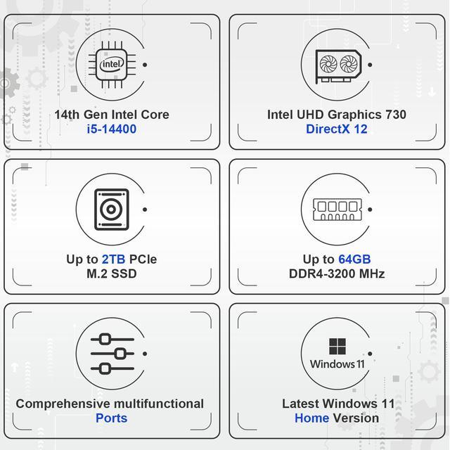 Alt view image 3 of 6 - Lenovo IdeaCentre Pro 3 i5 Desktop, Intel i5-14400,7-in-1 Card Reader, 32GB RAM, 1TB SSD, Wi-Fi 6, VGA, Wired KB & Mouse, Windows 11 Pro