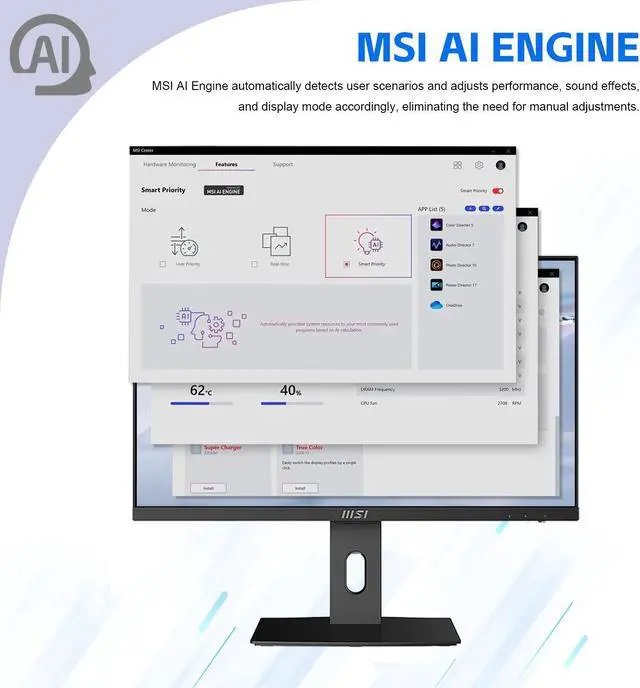 Alt view image 3 of 6 - MSI Pro Newest 24" i5 All-in-One Desktop, 23.8" FHD 100Hz, Intel i5-14400, 64GB DDR5 RAM, 2TB SSD, Wi-Fi 6, Wireless KB & Mouse, HDMI, DP, Windows 11 Home