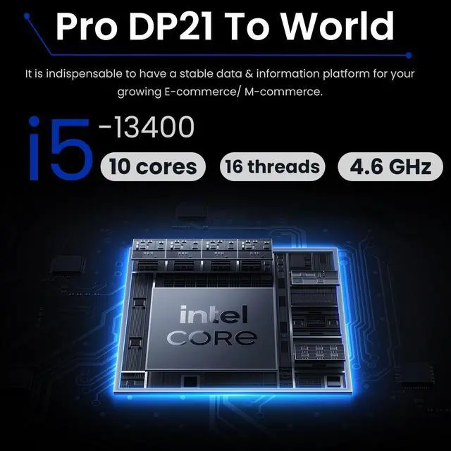 Alt view image 4 of 6 - MSI PRO DP21 Mini Business Desktop, Intel 10-Core i5-13400 Processor, 32GB RAM, 1TB SSD, HDMI, DP, Type-C, Support 2-Monitor 4K, Wired Keyboard & Mouse, Wi-Fi 6, Windows 11 Pro, Black