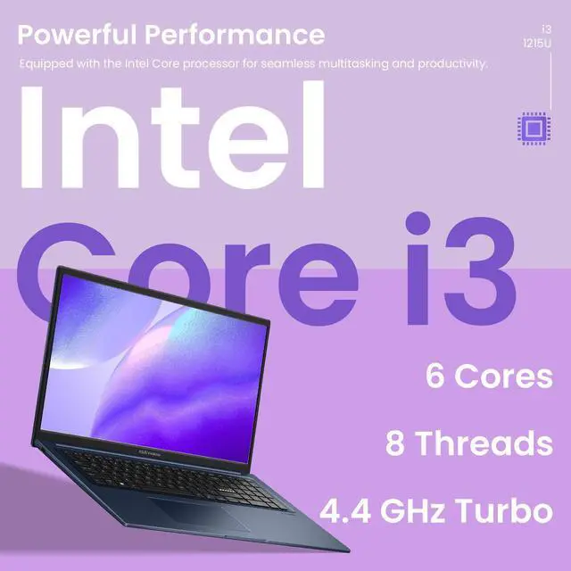 Alt view image 4 of 6 - ASUS Vivobook 17.3 FHD IPS Laptop, Intel Core i3-1215U, 16GB RAM, 512GB PCIe SSD, Wi-Fi 6, Type-C, HDMI, Webcam, Bluetooth, Windows 11 Pro, Blue