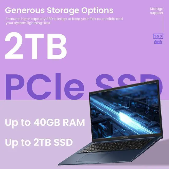 Alt view image 5 of 6 - ASUS Vivobook 17.3 FHD IPS Laptop, Intel Core i3-1215U, 16GB RAM, 512GB PCIe SSD, Wi-Fi 6, Type-C, HDMI, Webcam, Bluetooth, Windows 11 Pro, Blue