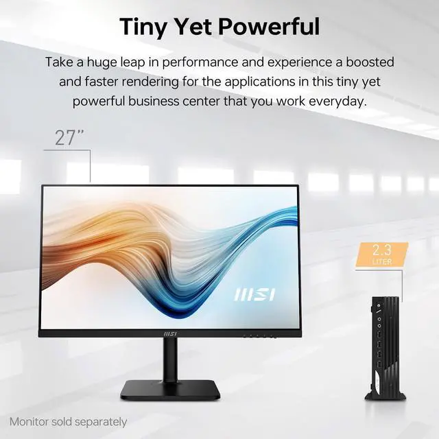 Alt view image 4 of 6 - MSI PRO DP21 Tiny Business Desktop, Intel Core i3-13100 Processor, 32GB RAM, 1TB SSD, USB A&C, HDMI, DP, Support 2-Monitor 4K, RJ-45, Wi-Fi, Wired Keyboard & Mouse, Windows 11 Pro, Black