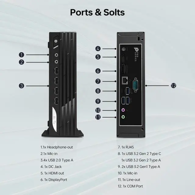 Alt view image 6 of 6 - MSI PRO DP21 Tiny Business Desktop, Intel Core i3-13100 Processor, 32GB RAM, 1TB SSD, USB A&C, HDMI, DP, Support 2-Monitor 4K, RJ-45, Wi-Fi, Wired Keyboard & Mouse, Windows 11 Pro, Black