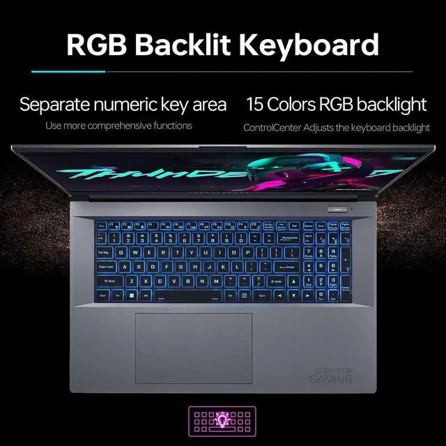 Alt view image 4 of 6 - Thunderobot 911Plus (2024) Gaming Laptop, 17.3" QHD 165hz Display, Intel Core i7-13620H, GeForce 4070, 32GB DDR5 RAM, 1TB SSD, RGB Backlit Keyboard, HDMI, Wi-Fi, Windows 11 Home, Silver