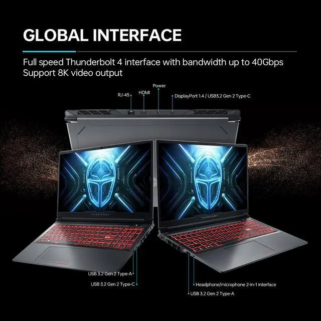 Alt view image 6 of 6 - Thunderobot Radiant 15 Gaming Laptop, 15.6" QHD 165hz 2.5K Display, 14th Gen Intel i7-14650HX, NVIDIA GeForce 4060, 32GB DDR5 RAM, 1TB SSD, RGB Backlit KB, Touchpad, Wi-Fi 6, Windows 11 Home
