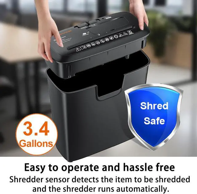 Alt view image 5 of 6 - Bonsaii Paper Shredder for Home Use, 8-Sheet StripCut Home Office Shredder, CD/Credit Card Shredder Machine with Overheat Protection, 3.4 Gallons Wastebasket