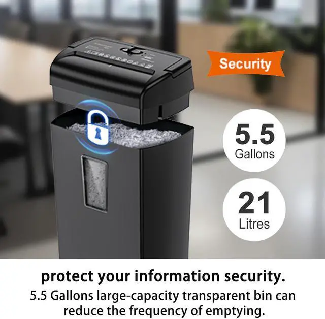Alt view image 5 of 6 - Bonsaii 10-Sheet Cross Cut Paper Shredder, 5.5 Gal Home Office Heavy Duty Shredder for Credit Card, Staple, Clip with Transparent Window(C209-D)