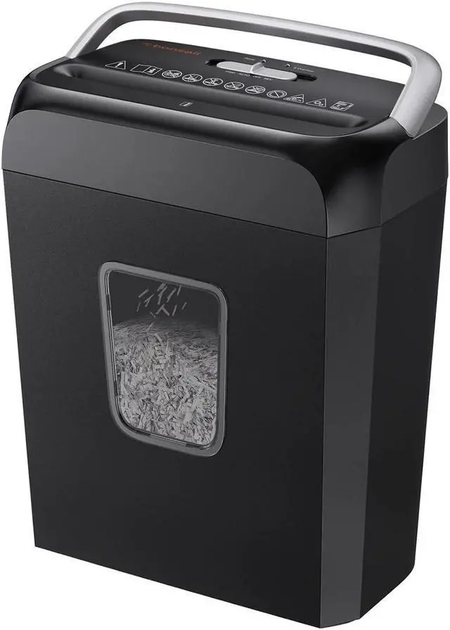 Main image of Bonsaii Paper Shredder for Home Use,6-Sheet Crosscut Paper and Credit Card Shredder for Home Office with Handle for Document,Mail,Staple,Clip-3.4 Gal Wastebasket(C237-B)