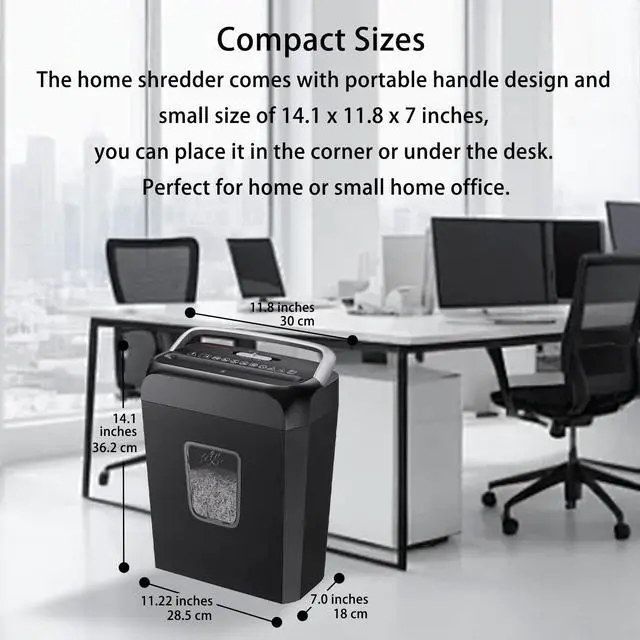 Alt view image 3 of 6 - Bonsaii Paper Shredder for Home Use,6-Sheet Crosscut Paper and Credit Card Shredder for Home Office with Handle for Document,Mail,Staple,Clip-3.4 Gal Wastebasket(C237-B)
