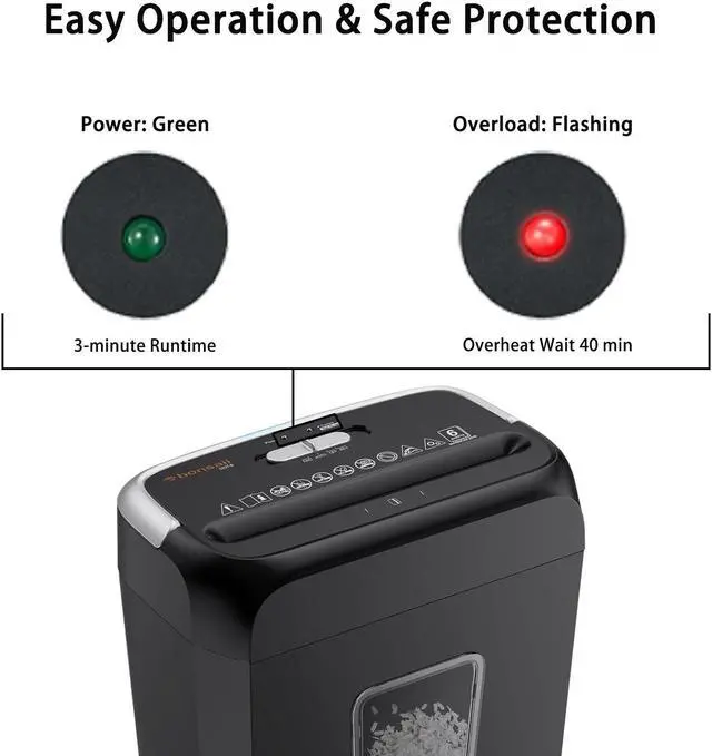 Alt view image 4 of 6 - Bonsaii Paper Shredder for Home Use,6-Sheet Crosscut Paper and Credit Card Shredder for Home Office with Handle for Document,Mail,Staple,Clip-3.4 Gal Wastebasket(C237-B)