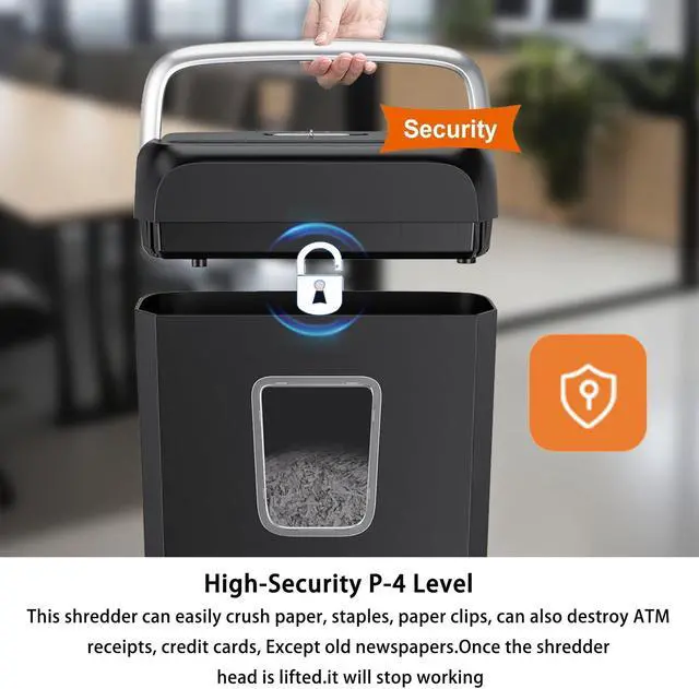 Alt view image 5 of 6 - Bonsaii Paper Shredder for Home Use,6-Sheet Crosscut Paper and Credit Card Shredder for Home Office with Handle for Document,Mail,Staple,Clip-3.4 Gal Wastebasket(C237-B)