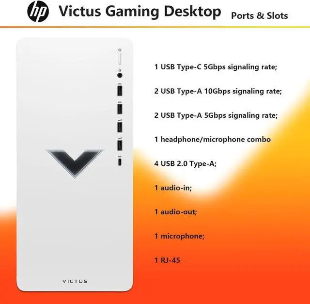 Alt view image 5 of 6 - HP Victus 15L i7 RTX 4060 Premium Gaming Desktop, Intel i7-14700F, GeForce RTX 4060, 3D Modeling, 64GB RAM, 4TB SSD, Wi-Fi 6, DP Port, Type-C, Windows 11 Home, White