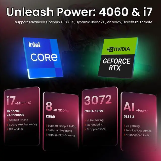 Alt view image 3 of 6 - Lenovo Legion 5 Gaming Laptop, 16" WQXGA 2560x1600 165Hz, Intel i7-14650HX, NVIDIA GeForce RTX 4060, 32GB DDR5 RAM, 1TB SSD, AI-Power, Windows 11 Home, Luna Grey