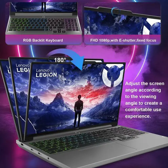 Alt view image 6 of 6 - Lenovo Legion 5 Gaming Laptop, 16" WQXGA 2560x1600 165Hz, Intel i7-14650HX, NVIDIA GeForce RTX 4060, 32GB DDR5 RAM, 1TB SSD, AI-Power, Windows 11 Home, Luna Grey
