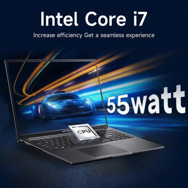 Alt view image 2 of 7 - ASUS Vivobook 16 F1605 Laptop, 16" WUXGA Display, Intel Core i7-1355U, 40GB RAM, 1TB SSD, Numeric Keypad, Wi-Fi, Windows 11 Home, Black
