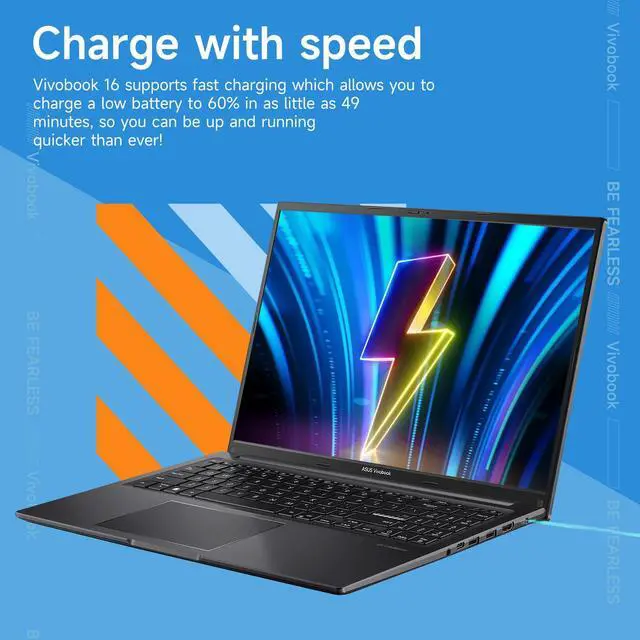 Alt view image 7 of 7 - ASUS Vivobook 16 F1605 Laptop, 16" WUXGA Display, Intel Core i7-1355U, 40GB RAM, 1TB SSD, Numeric Keypad, Wi-Fi, Windows 11 Home, Black